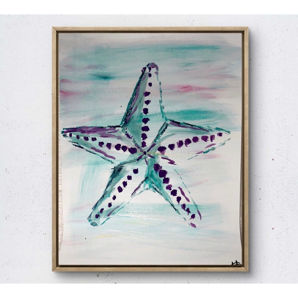 WS original starfish painting 14X11 GALLERY PAPER abstract modern wall art